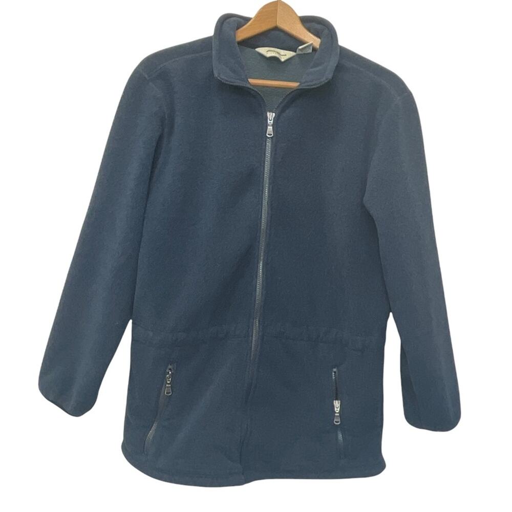 Eddie Bauer Fleece Jacket Sz S Women’s Zip Adjustable Waist Long Blue